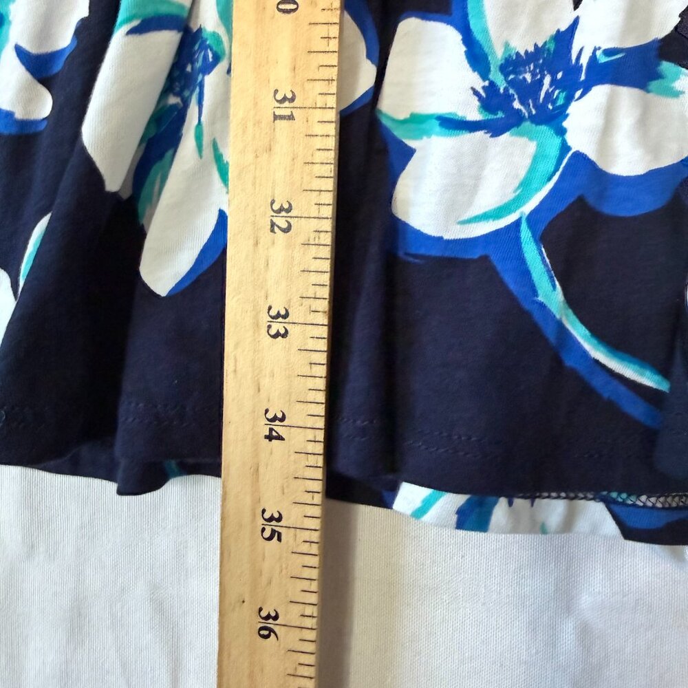 Draper James Navy Blue White Floral Faux Wrap Dress Cap Sleeve Size S - Picture 7 of 7